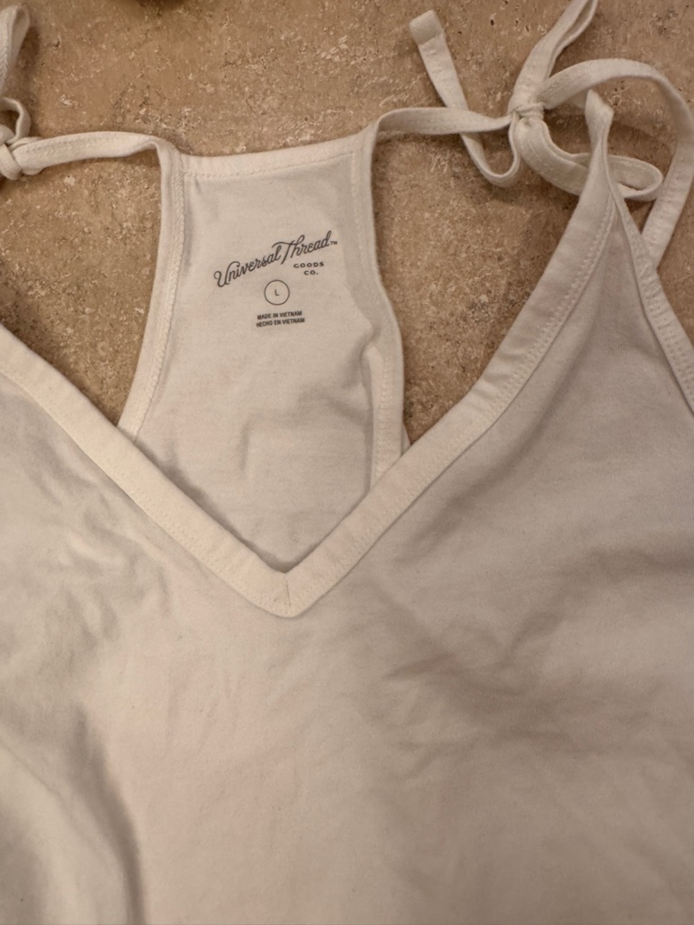 Universal Thread Cream V-Neck Tie-Strap Thong body suit
